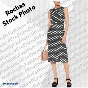 ROCHAS Polka-dot cotton/silk faille midi dress